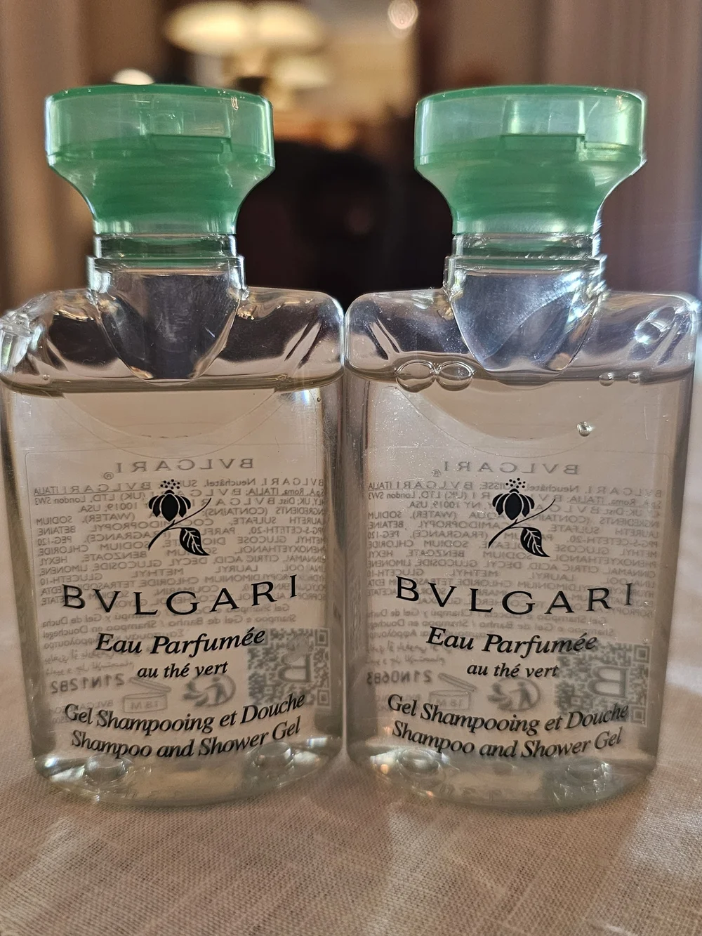 Bvlgari Green Tea Luxury Hotel Amenities Shampoo Shower Gel Set of 2